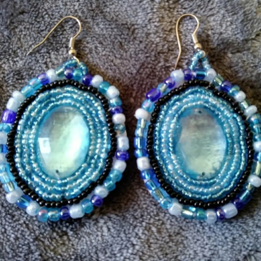 My own creation beautiful blue bead earring